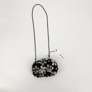 NWT Olga Berg Victoria Flower Embellished Clutch Purse Evening Unique MSRP $129